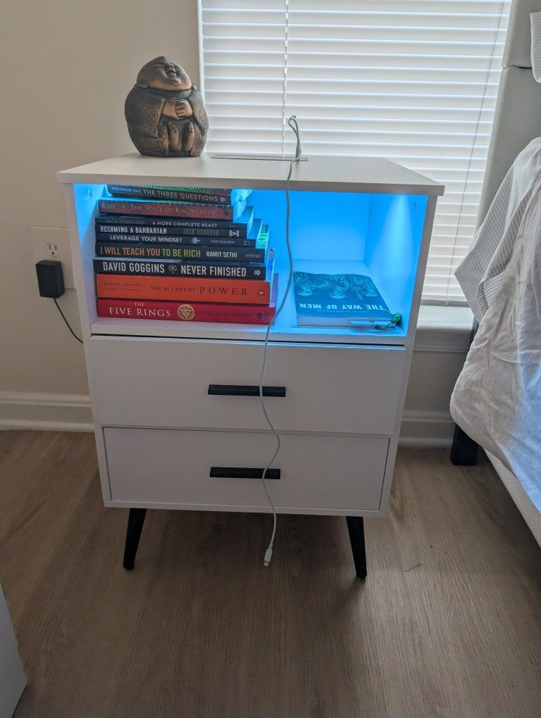 Set of 2 Modern Smart Nightstands – LED Light & Wireless Charging