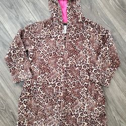 Girls Cheetah Print Bath Robe Size M Great Conditon,  Tie Is Missing