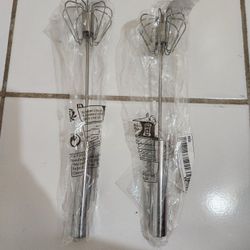 New Easy Whisk 12 Inch Stainless Steel Semi Automatic Whisk Rotating Hand Egg Beater for Milk Frother, Dough, Cream, Matcha, Hand Push Kitchen Mixer