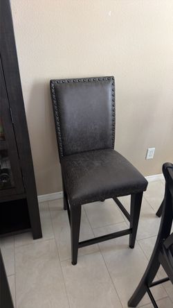 Black Faux Leather Bar Stool