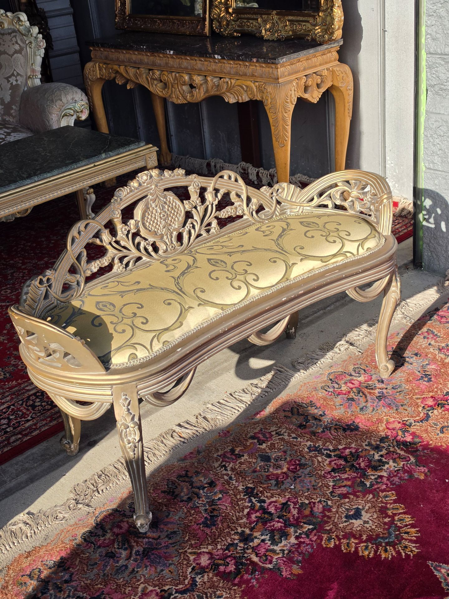 Vintage French Louis XV Seetee Bench Style. (Circa 1920–1960)