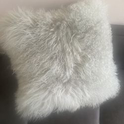 Z Galleries Lamb Fur Mongolian Wool  Throw Pillow 22”x22” Zipper closure, Feather-down Insert, removable cover