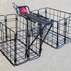 Bicycle rack with double folding baskets