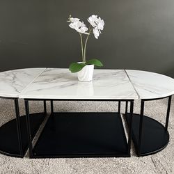 Walker Edison Modern 3-Piece Faux Marble Coffee Table