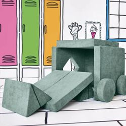 Yourigami Kids Convertible Play Fort Green