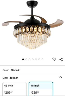 48" Black Chandelier Ceiling Fan