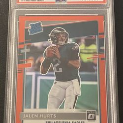 2020 Donruss Jalen Hurts Rated Rookie Optic Preview Red #52/99 PSA 9