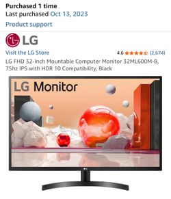 Two (2) 32 Inch Class Full HD IPS LED Monitor with HDR 10