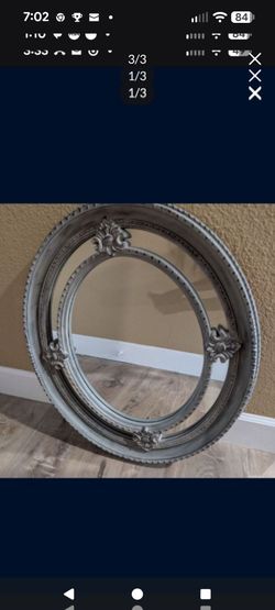 Oval Gray Decorative Wall Mirror