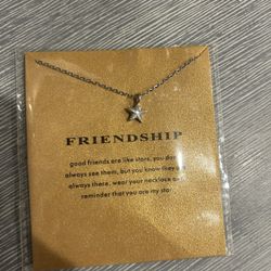 "Friendship" Silver Necklace New In Package 