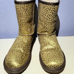 UGG Leopard Metallic Classic Short Calf Sheepskin Boots