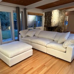 White Performance Fabric Cloud Couch ☁️ Free Delivery ✅ White Modular Sectional Sofa 4pc Set 