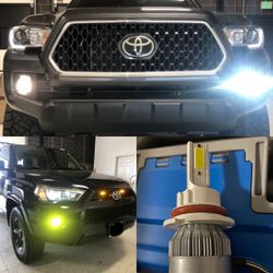 6000k Glacier White LED Headlight And 3000k Jdm Yellow LEDs Fog Lights