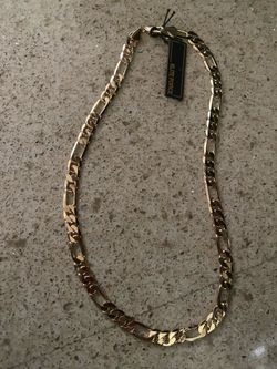 18K Gold Plated Chain Necklace By Elite Force 24" X 7/16"