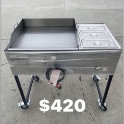 Plancha Gruesa De 24” Con Vaporera Para Tacos Ext Nuevo Completo Con Mangera