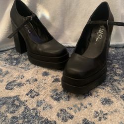 Wild Pair Womens OcWild Pair Womens Octavia Double Platform Mary Janes Black 