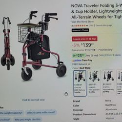 Traveler Folding 3 Wheel Walker, Lightweight Mobility Aid