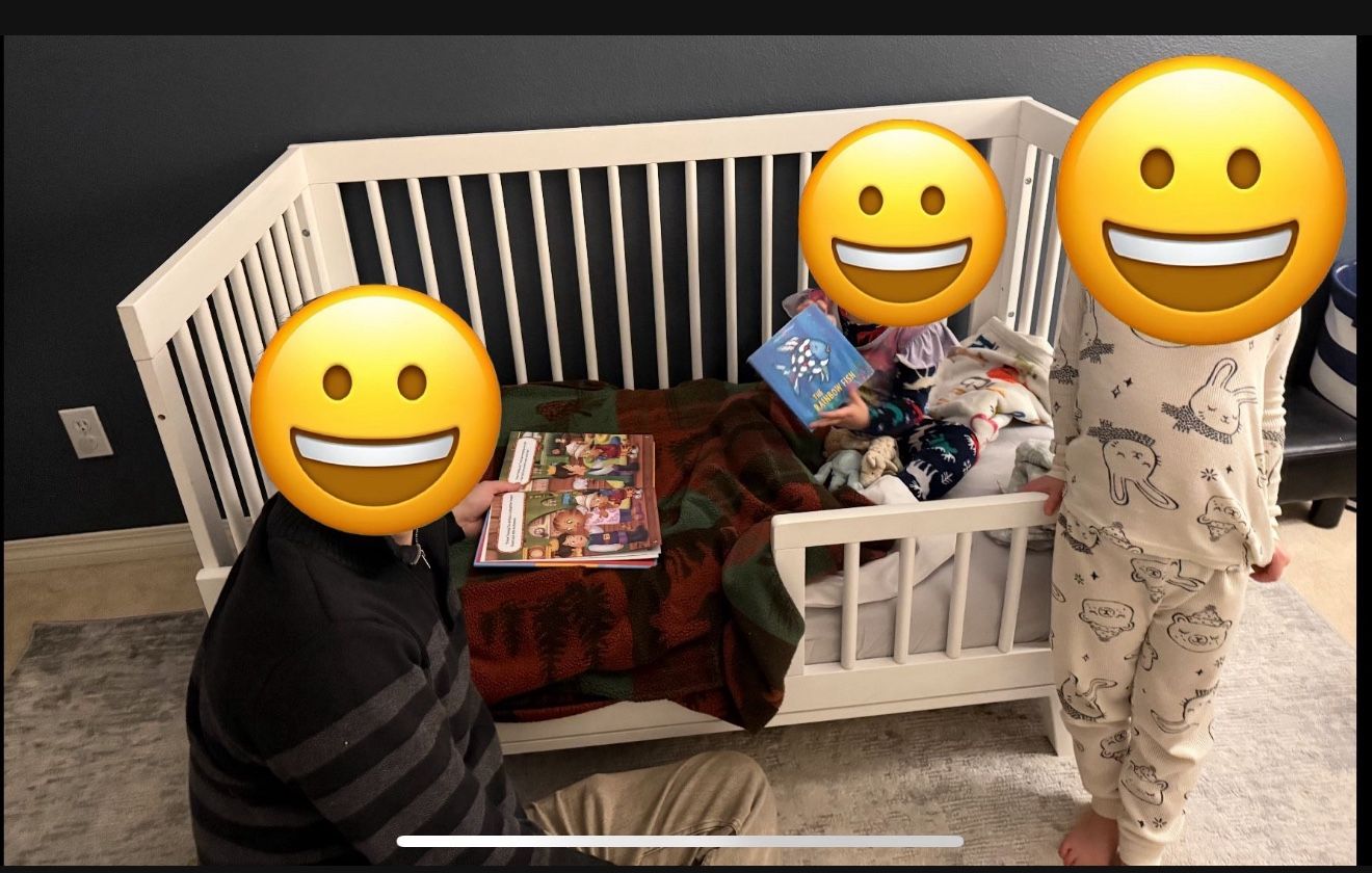 White Toddler Bed (wood) With Side Rail (and Option For Mattress Too!)