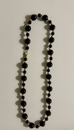 Black Onyx w/ Gold Beads Necklace / Costco