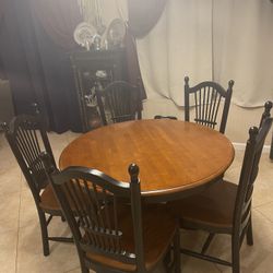 Wood Dining Table And Chairs, 5 Seats 