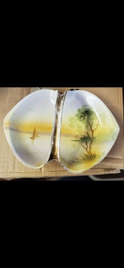 Vintage Hand-Painted Porcelain Divided Dish