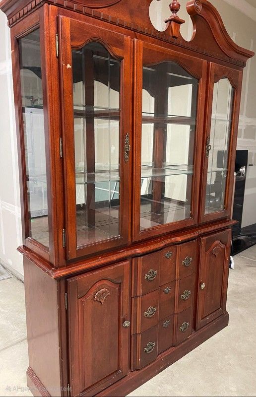 Traditional Cherry China display Case/Cabinet and hutches
