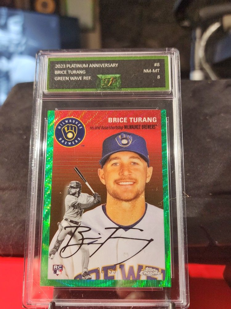 2023 Topps Chrome Platinum Anniversary Brice Turang Green Wave #/99 #8 EJE NM-MT 8