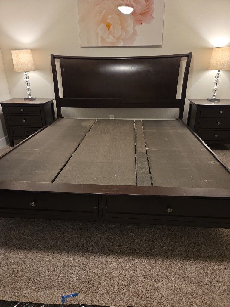 King/ Queen Bed Frame With 2 Large Drawers