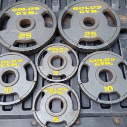 SET OF OLYMPIC GOLDS GYM PLATES (PAIRS OF)  :  25s  10s  5s