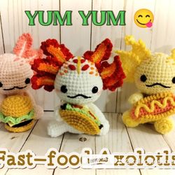 Cute Crochet Snacking Axolotl Dolls