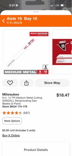 Milwaukee 9" 14 TPI Reciprocating Saw Blades 5-Pack