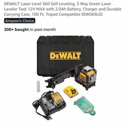 DEWALT Laser Level 360 Self Leveling, 3 Way Green Laser Leveler