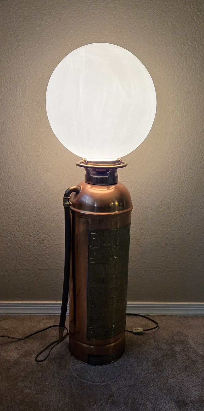 Vintage Copper/Brass Fire Extinguisher Lamp