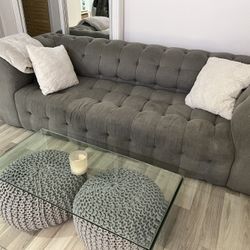 Tufted Gray Designer Sofa