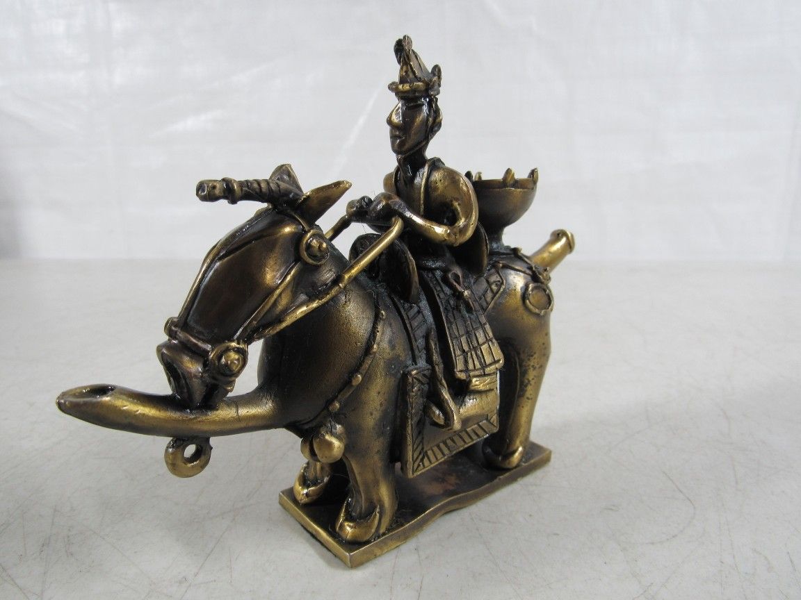 Korean Kingdom Of Silla Dynasty Brass Warrior On Horse Vintage Figure