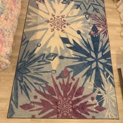 Like new kids Disney Montage Of Snowflakes  Blue 5’x8’ Rug