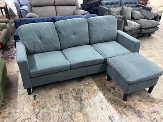 L Shaped Couch for Living Room, 76" Convertible Sectional Sofa Couches, Small Modular Sofa with Linen Fabric & Chaise, Midnight Grey