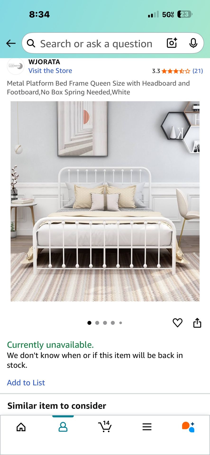 Queen Bed Frame, Mattress, And Box Spring