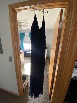 Long Navy Blue Bridesmaids Dress 