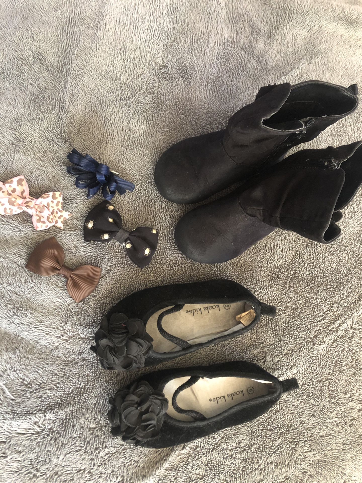 Black suede boots with black koala kids suede flats 6t