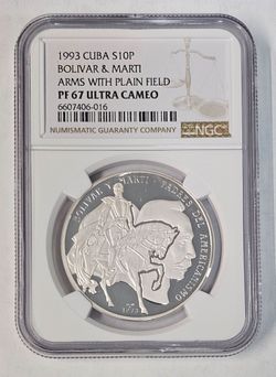10 pesos 1993 bolivar marti cuba silver