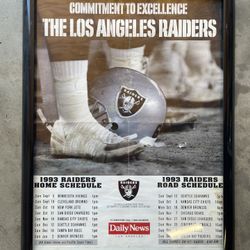 Vintage 1993 LA Raiders Poster: 1993 LA Raiders Schedule