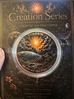 Creation Series  3x 1 Troy Oz .999 Fine Copper Coins