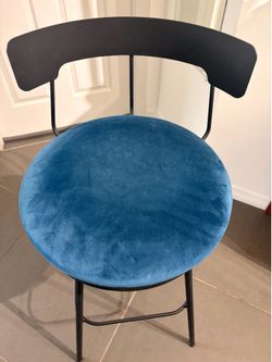 Modern Blue Velvet Counter Stools Set of 2