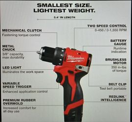 Milwaukee M12 Subcompact Brushless Drill - New