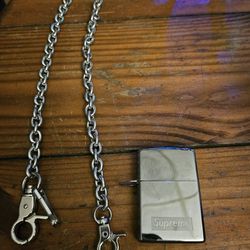 Supreme Zippo Lighter With Chain