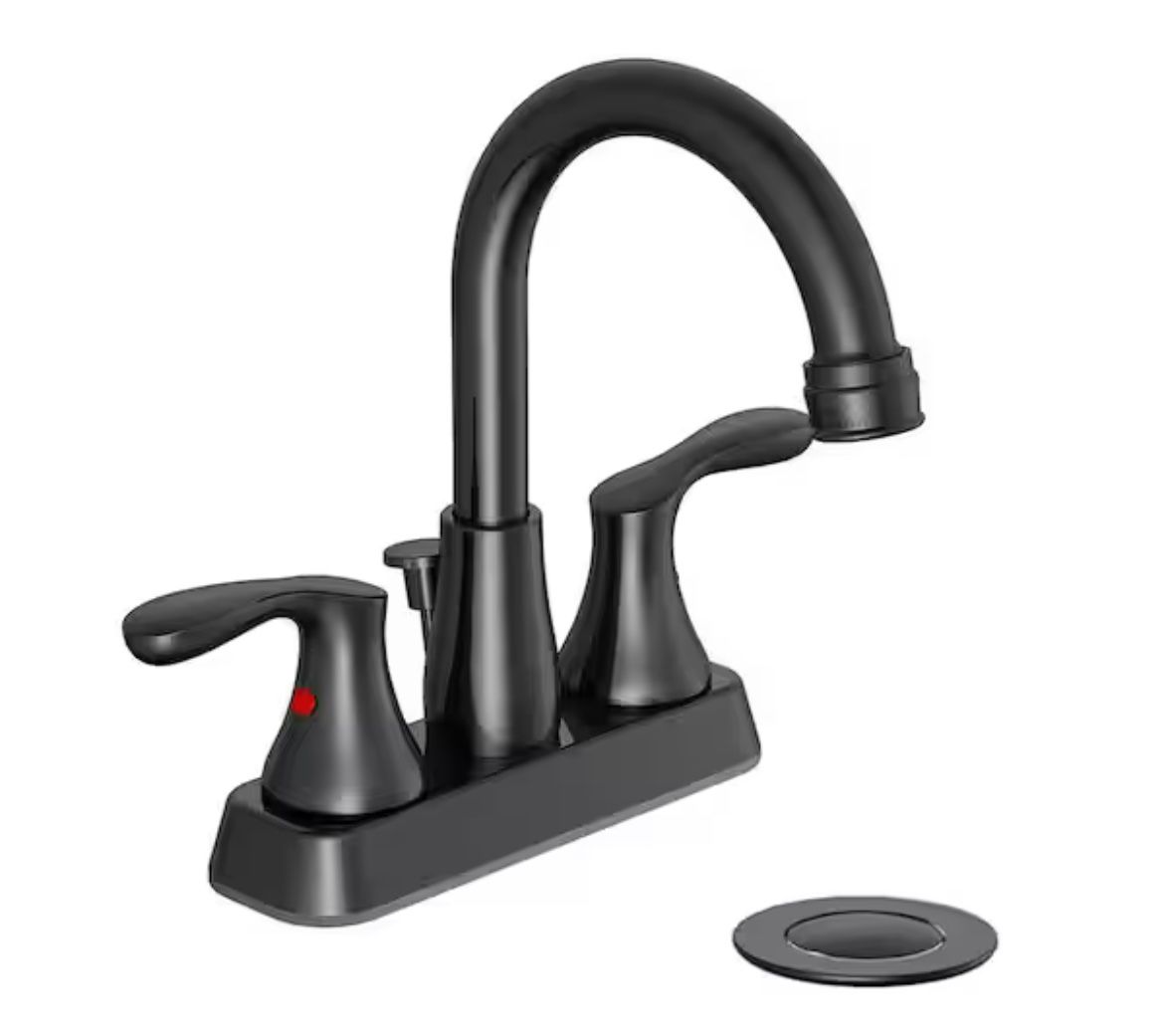 Deveral 4 in. Centerset 2-Handle High-Arc Bathroom Faucet in Matte Black