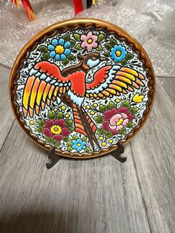 vintage Cearco hand-painted ceramic decorative plate