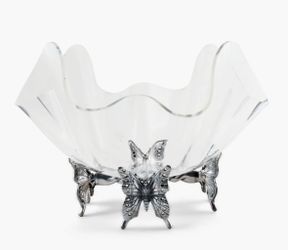 NEW Arthur Court 14” acrylic salad bowl with aluminum butterfly stand