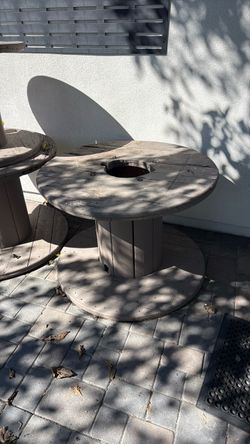 Large Wooden Cable Spool Table